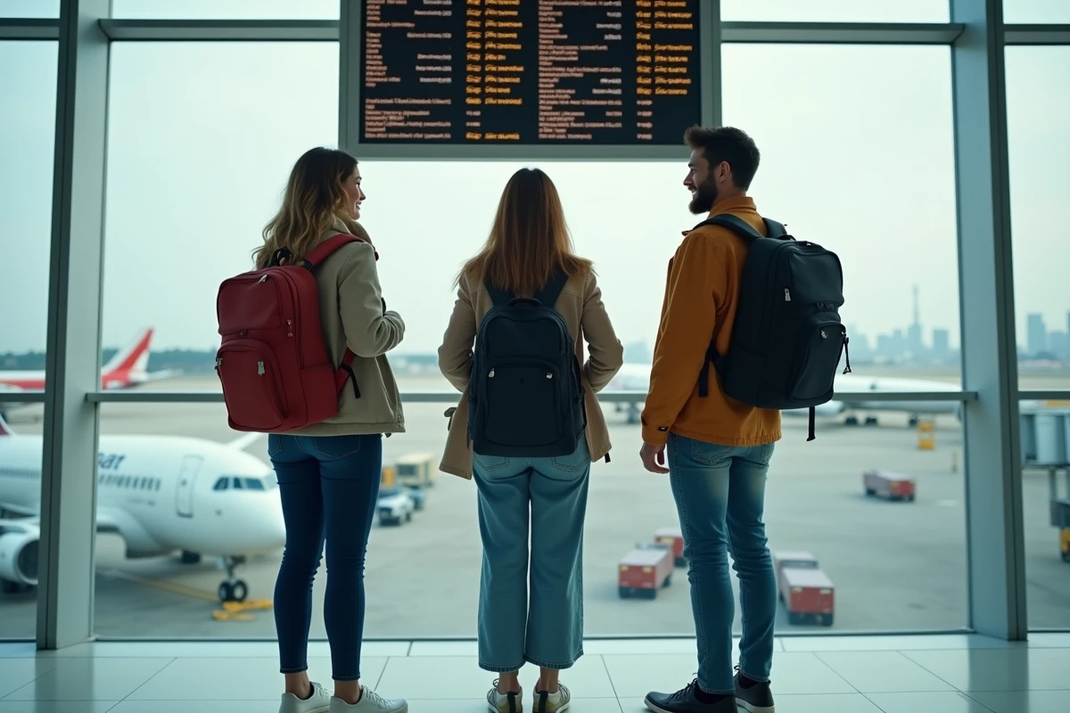Trois amis souriants à l