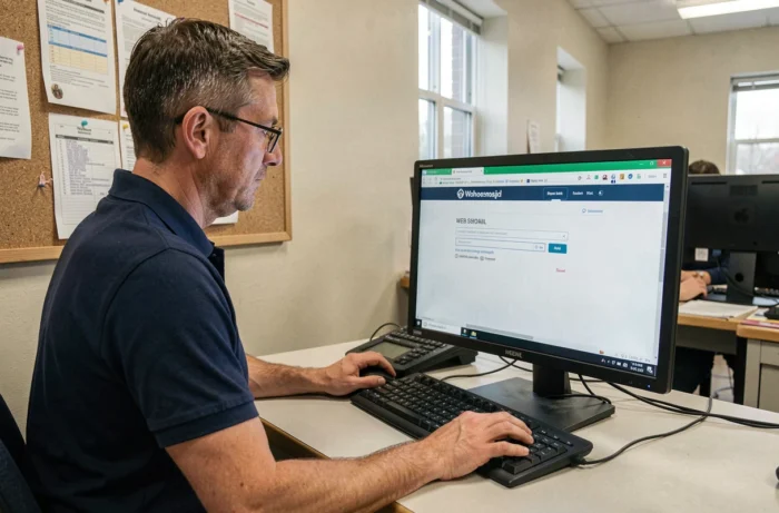 Personnel administratif accédant à l'interface de connexion du webmel de l'académie de Créteil